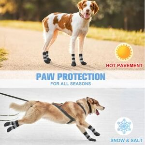 Non Slip Dog Socks Size S Velcro® Strap Reflective Black Gray